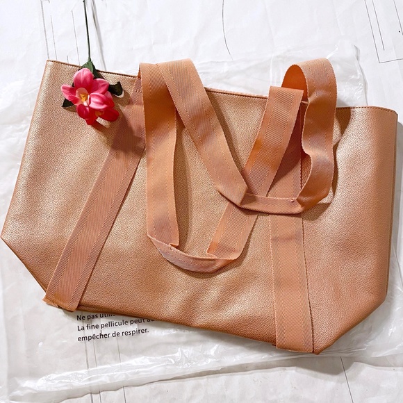 Saks Fifth Avenue Rose Gold Color Tote Bag - Picture 1 of 12